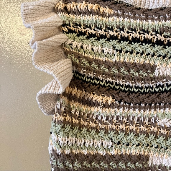 Zara Chunky Knit Ruffled Sleeve Sweater Vest size M Multicolor F1 - Picture 9 of 15